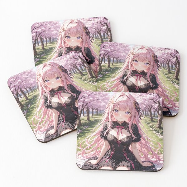 Item preview, Anime princess lady in a fantasy world of pink flowers art designed and sold by TheArtistOf2022.