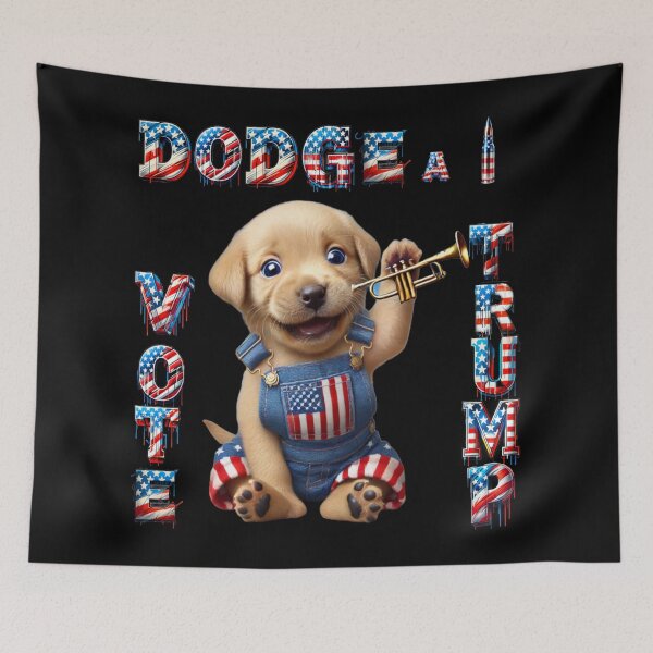Item preview, Dodge a Bullet, Vote Trump (Golden Retriever Patriot Edition 2) designed and sold by FashionFusionFL.