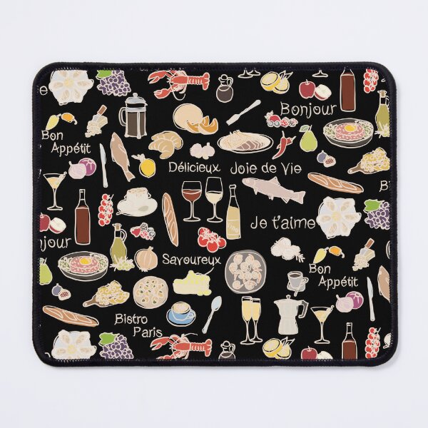 Item preview, Doodle Art Food Paris French Bistro Line Art Multicolor on Black designed and sold by GenAumonier.