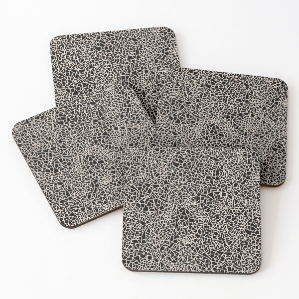 Item preview, Ceramic Crackle Glaze Abstract Textured Line Art Cream White on Black designed and sold by GenAumonier.