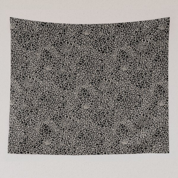 Item preview, Ceramic Crackle Glaze Abstract Textured Line Art Cream White on Black designed and sold by GenAumonier.