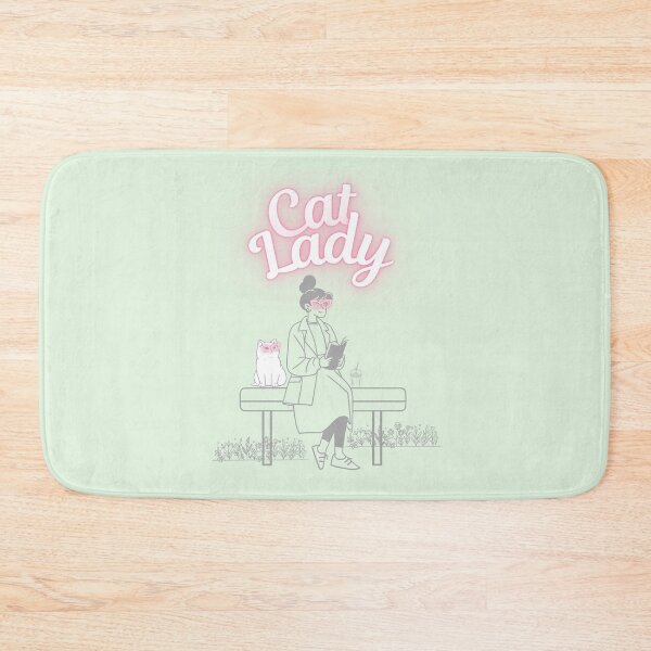 Item preview, Cat Lady Reading With Cute Cat Pink Glasses designed and sold by LivingRoomZoo.