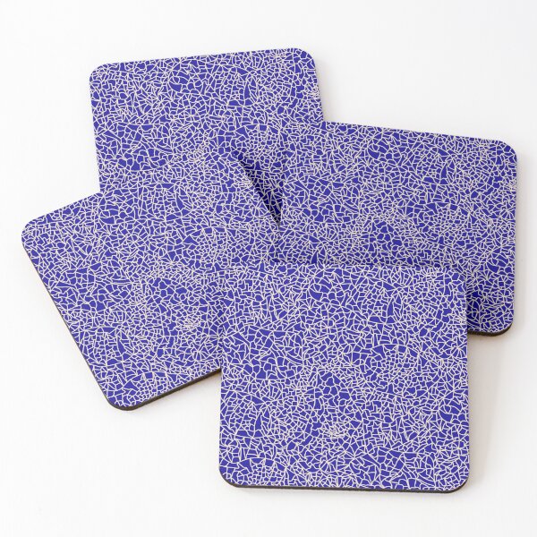 Item preview, Ceramic Crackle Glaze Abstract Textured Line Art Cream White on Royal Blue designed and sold by GenAumonier.