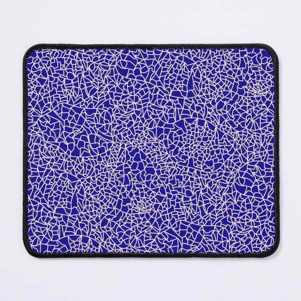 Item preview, Ceramic Crackle Glaze Abstract Textured Line Art Cream White on Royal Blue designed and sold by GenAumonier.