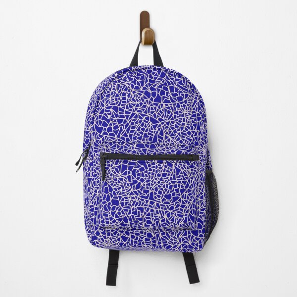 Item preview, Ceramic Crackle Glaze Abstract Textured Line Art Cream White on Royal Blue designed and sold by GenAumonier.