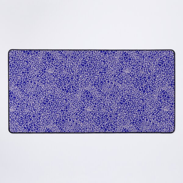 Item preview, Ceramic Crackle Glaze Abstract Textured Line Art Cream White on Royal Blue designed and sold by GenAumonier.