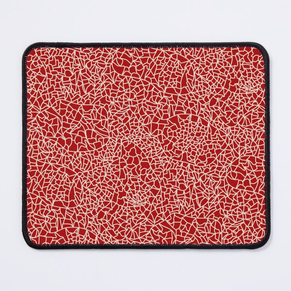 Item preview, Ceramic Crackle Glaze Abstract Textured Line Art Cream White on Cherry Red designed and sold by GenAumonier.