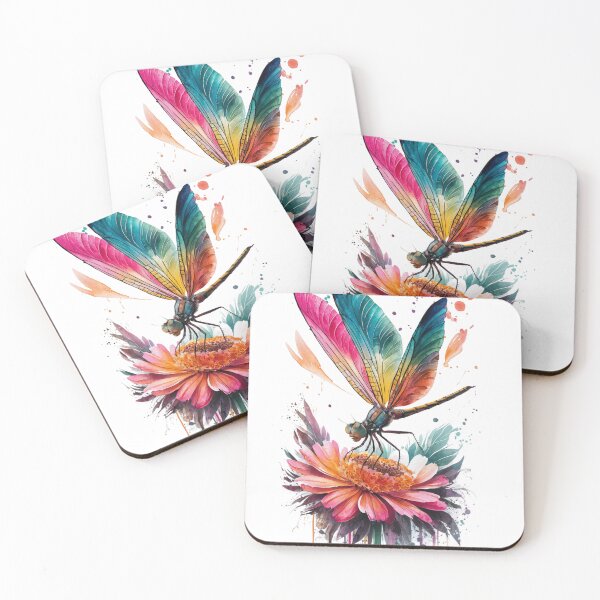 Item preview, Vibrant Multicolored Dragonfly Watercolor Art Print Floral Fantasy Peach Fuzz designed and sold by piketo.