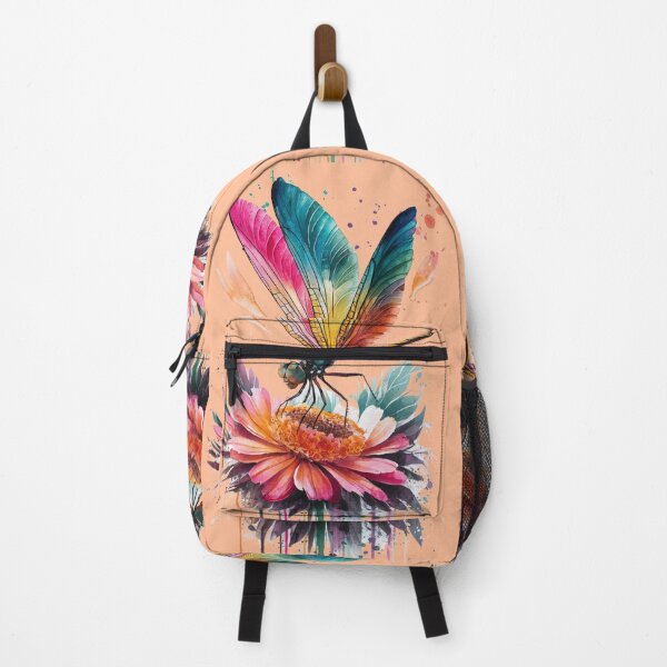 Item preview, Vibrant Multicolored Dragonfly Watercolor Art Print Floral Fantasy Peach Fuzz designed and sold by piketo.