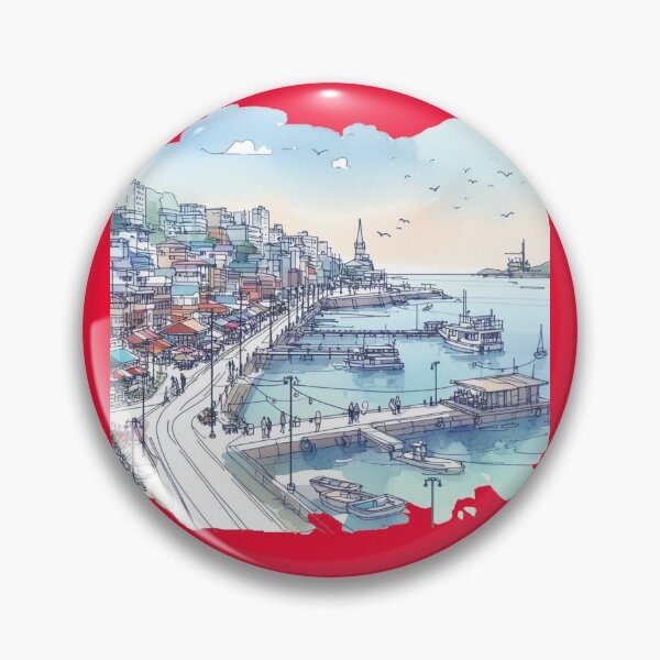 Item preview, Busan Gamcheon Harbor with Clear Blue Sky – 3D Sketch Minimalist Design, designed and sold by PaintMeWorld.
