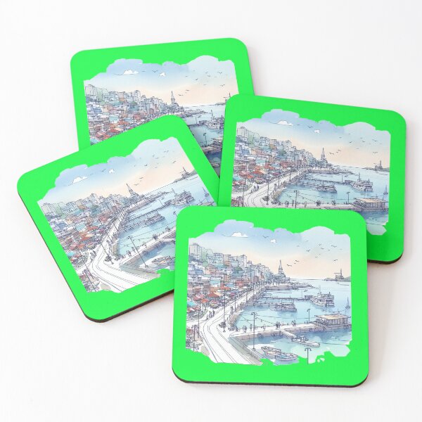 Item preview, Busan Gamcheon Harbor with Clear Blue Sky – 3D Sketch Minimalist Design,  designed and sold by PaintMeWorld.