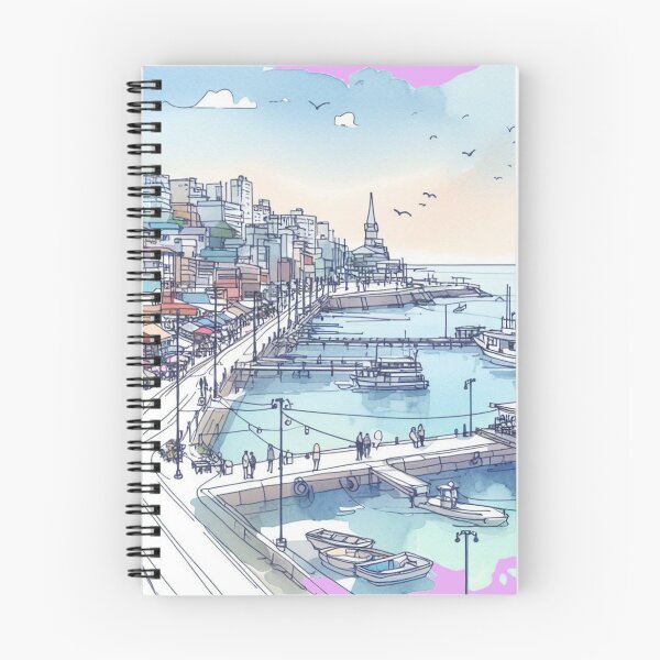 Item preview, Busan Gamcheon Harbor with Clear Blue Sky – 3D Sketch Minimalist Design,  designed and sold by PaintMeWorld.