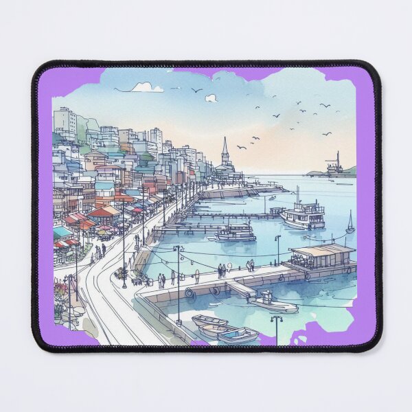 Item preview, Busan Gamcheon Harbor with Clear Blue Sky – 3D Sketch Minimalist Design, designed and sold by PaintMeWorld.