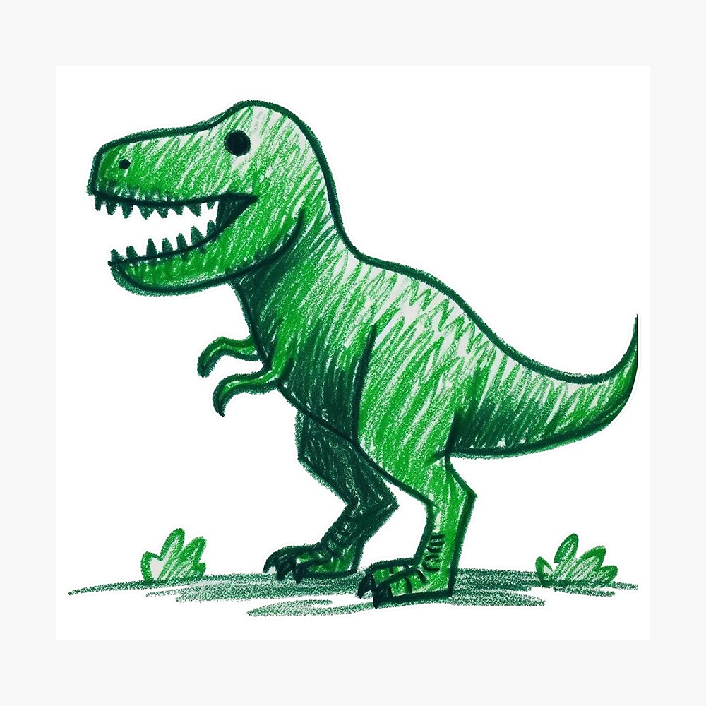 Kids doodles - Green T-rex Poster