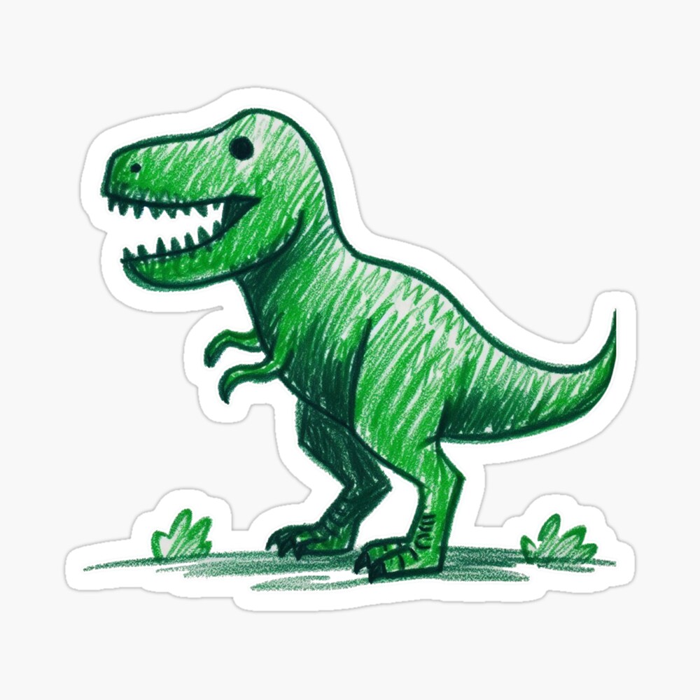 Kids doodles - Green T-rex Poster