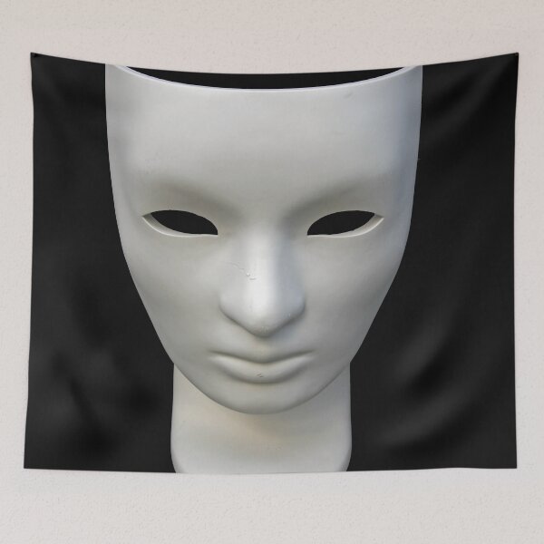 Item preview, White mask on black background designed and sold by Kacharava.