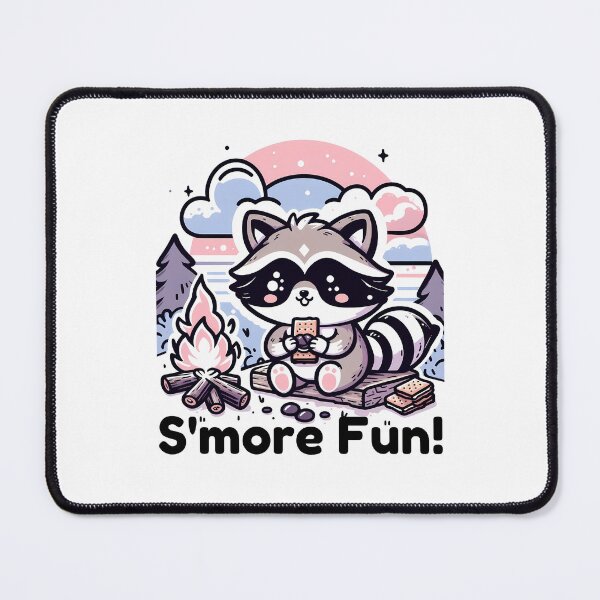 Item preview, Kawaii Raccoon Enjoying S'mores designed and sold by ArchVibe.