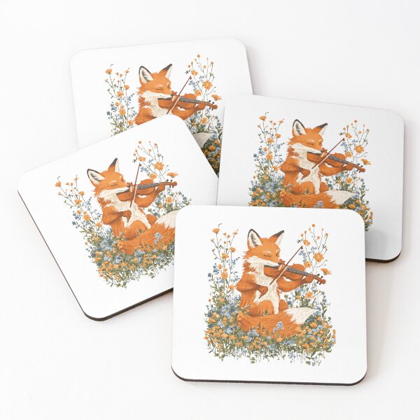 Item preview, An Orange Fox Plays Violin Around By Wild Flowers  designed and sold by baucestudio.