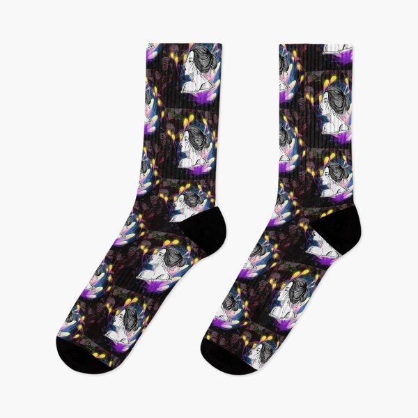 Item preview, Japanese Goddess Geisha Mystical Psychedelic Flowers designed and sold by WildWoodlandWitch.