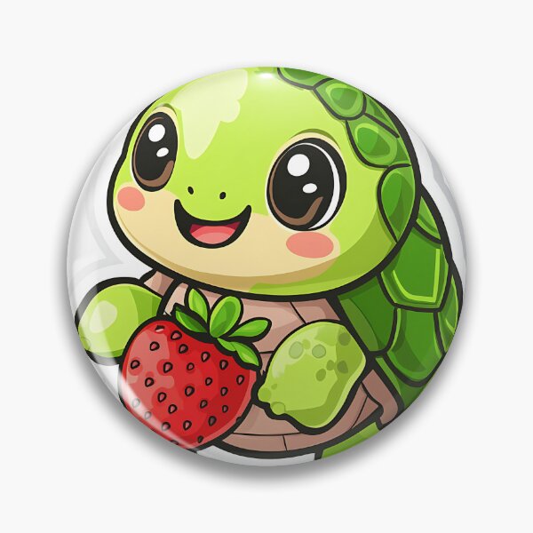 Item preview, Adorable Kawaii Turtle Holding Strawberry Sticker designed and sold by Creet-Design.