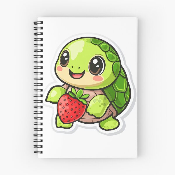 Item preview, Adorable Kawaii Turtle Holding Strawberry Sticker designed and sold by Creet-Design.