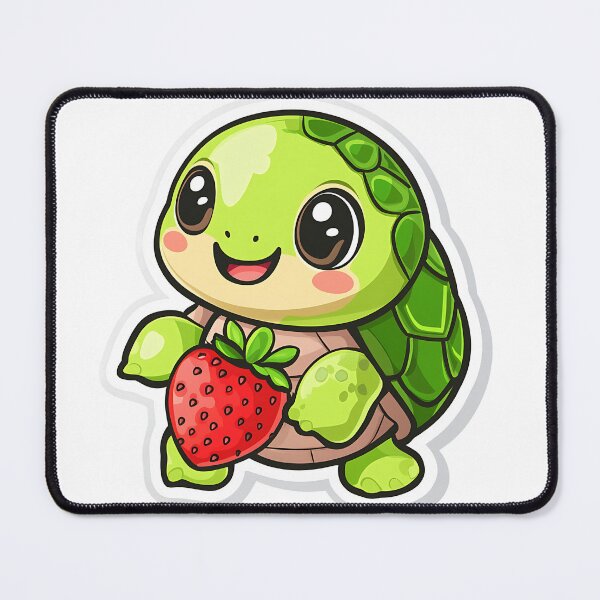 Item preview, Adorable Kawaii Turtle Holding Strawberry Sticker designed and sold by Creet-Design.
