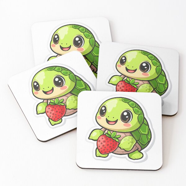 Item preview, Adorable Kawaii Turtle Holding Strawberry Sticker designed and sold by Creet-Design.