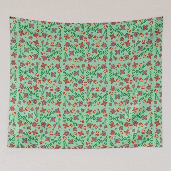 Item preview, Green Fox Halloween Floral designed and sold by Niibidoon.