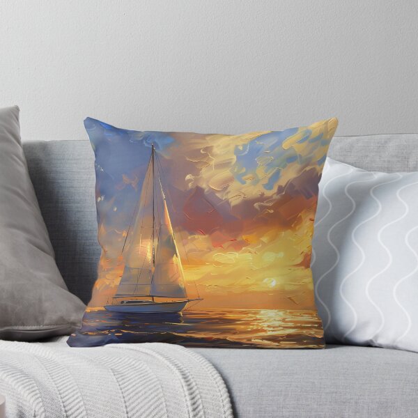 Item preview, Sailboat Painting Sunset Ocean Golden Hour designed and sold by Lumora.Studio.