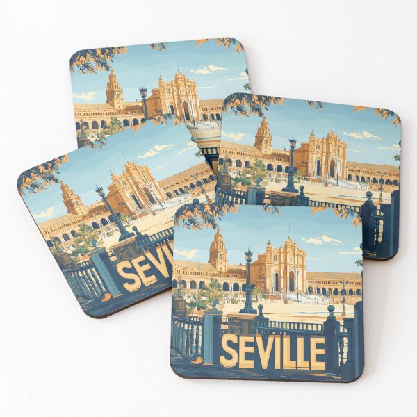 Item preview, Seville Wall Art – Vibrant Spanish Cityscape Print, Colorful Seville Decor, Spain Travel Poster designed and sold by nomiraclehere.