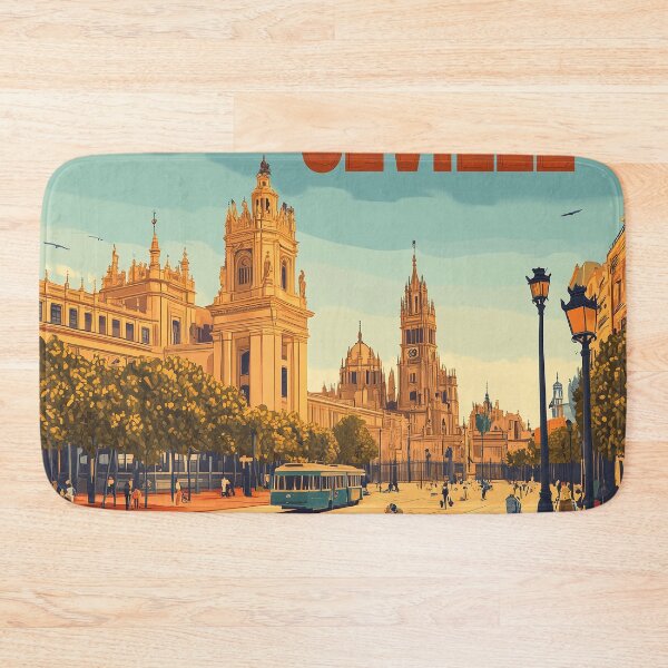 Item preview, Seville Wall Art – Vibrant Spanish Cityscape Print, Colorful Seville Decor, Spain Travel Poster designed and sold by nomiraclehere.