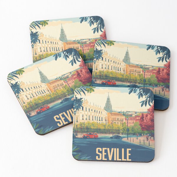Item preview, Seville Wall Art – Vibrant Spanish Cityscape Print, Colorful Seville Decor, Spain Travel Poster designed and sold by nomiraclehere.