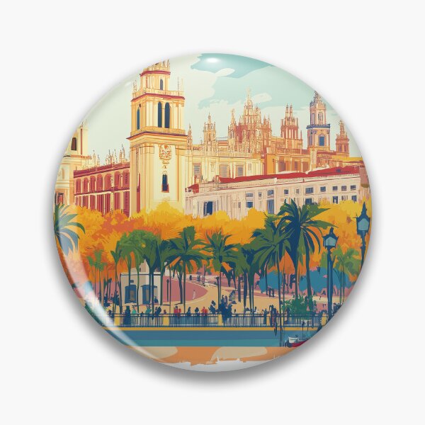 Item preview, Seville Wall Art – Vibrant Spanish Cityscape Print, Colorful Seville Decor, Spain Travel Poster designed and sold by nomiraclehere.