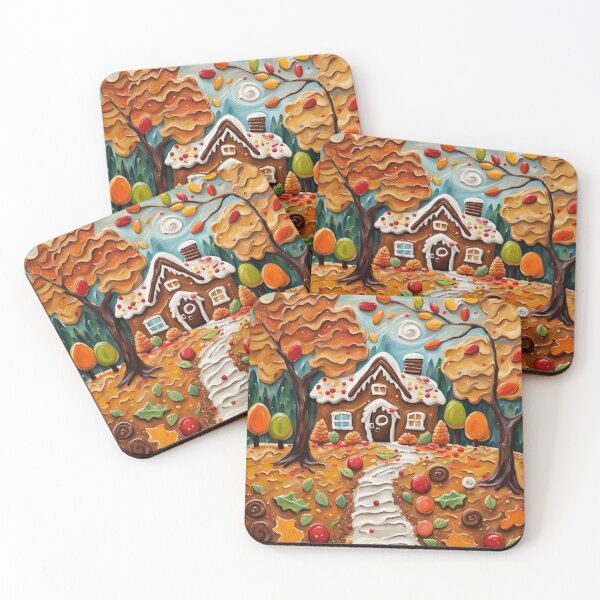 Item preview, Gingerbread House Autumnal Oil Impasto Painting designed and sold by MeadowFarmPrint.