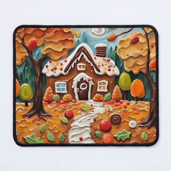 Item preview, Gingerbread House Autumnal Oil Impasto Painting designed and sold by MeadowFarmPrint.