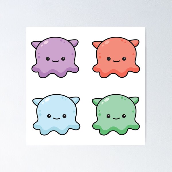 Kawaii Sea Animals Set Poster