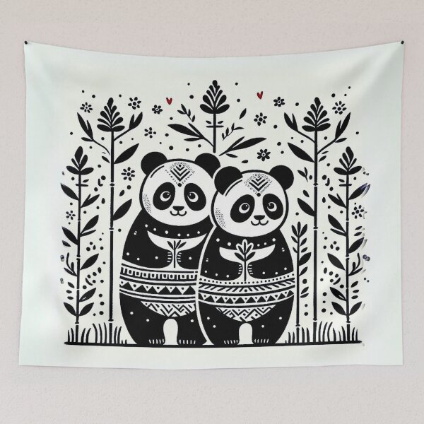 Item preview, 2 pandas with bamboo forest designed and sold by MerryCrown.