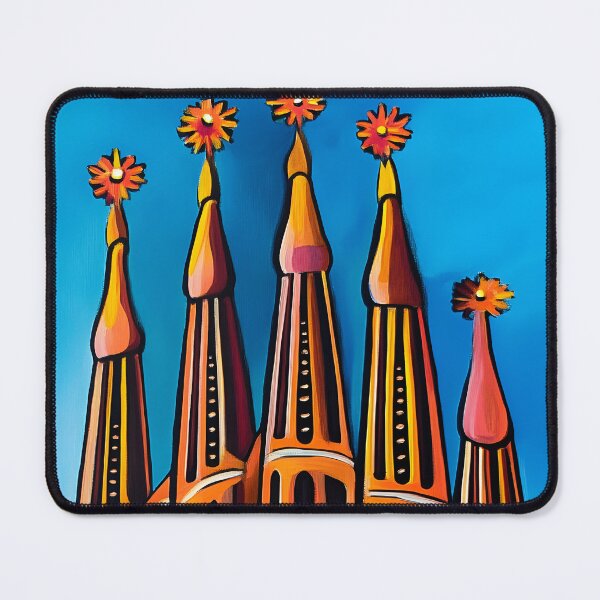 Item preview, Striking Sagrada Familia Abstract Art - Colorful Towers and Pointed Spires with Geometric Patterns Generative AI designed and sold by OlfactoART Studio.
