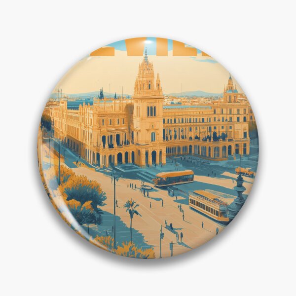 Item preview, Seville Wall Art – Vibrant Spanish Cityscape Print, Colorful Seville Decor, Spain Travel Poster designed and sold by nomiraclehere.