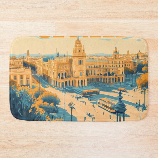 Item preview, Seville Wall Art – Vibrant Spanish Cityscape Print, Colorful Seville Decor, Spain Travel Poster designed and sold by nomiraclehere.