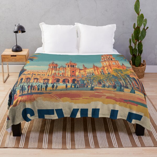 Item preview, Seville Wall Art – Vibrant Spanish Cityscape Print, Colorful Seville Decor, Spain Travel Poster designed and sold by nomiraclehere.