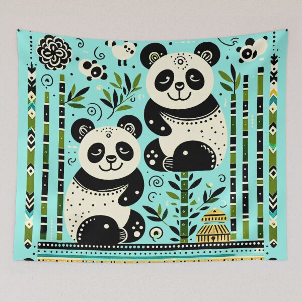 Item preview, 2 pandas with bamboo forest designed and sold by MerryCrown.