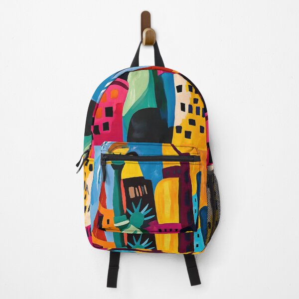 Item preview, Whimsical Abstract Colorful Statue of Liberty Art - Bold and Vibrant Cityscape with Stylized Buildings designed and sold by OlfactoART Studio.