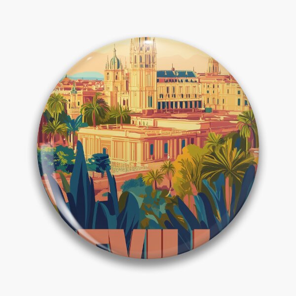 Item preview, Seville Wall Art – Vibrant Spanish Cityscape Print, Colorful Seville Decor, Spain Travel Poster designed and sold by nomiraclehere.
