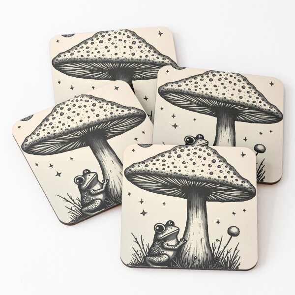 Item preview, Little frog and mushroom - cute night forest medieval fantasy fairytale  designed and sold by Fantasy Cache.