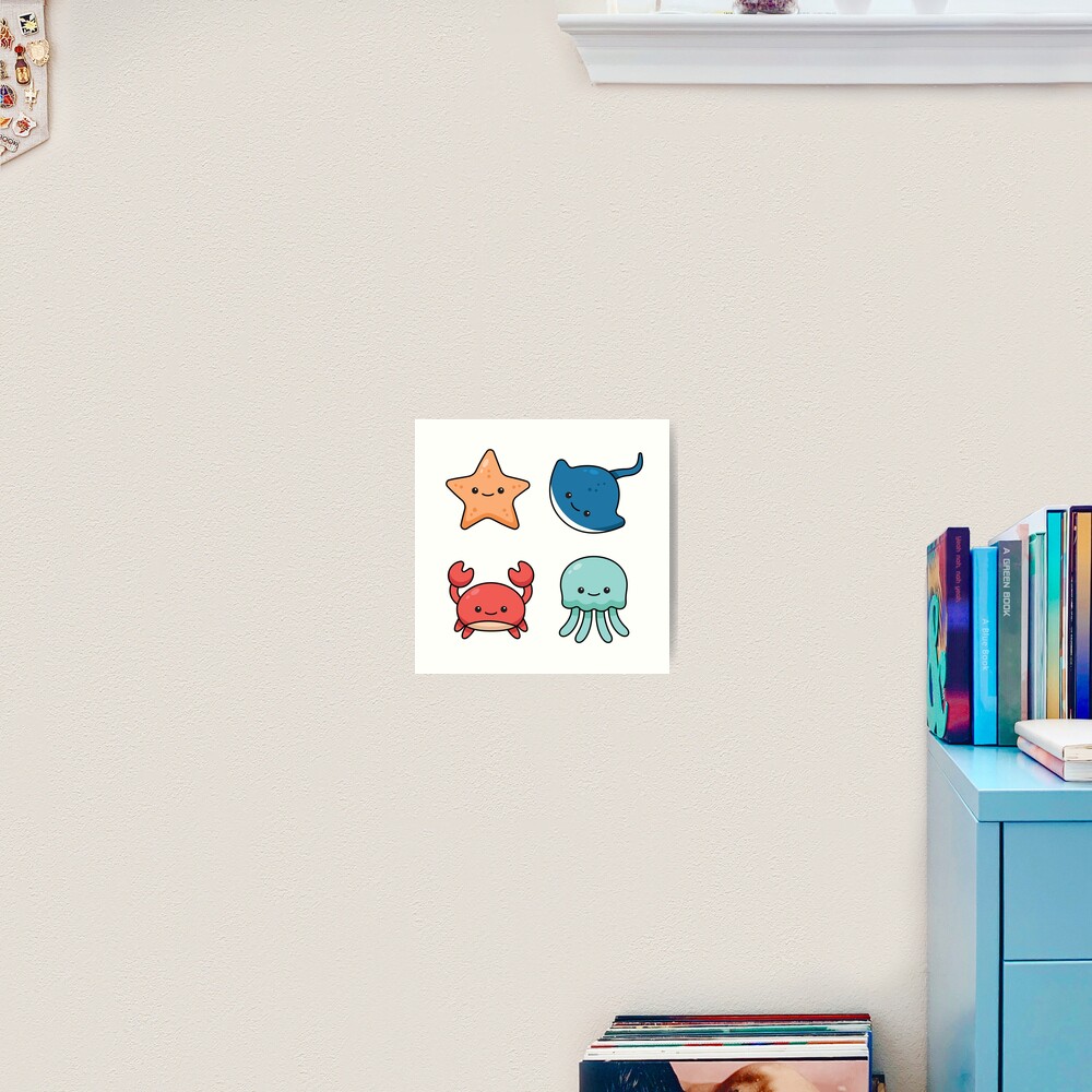 Kawaii Sea Animals Set Poster