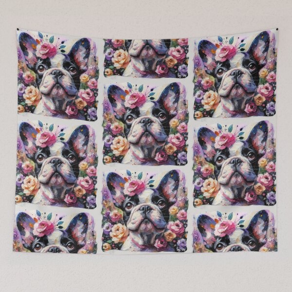 Item preview, French Bulldog in Flowers designed and sold by oceanlady65.