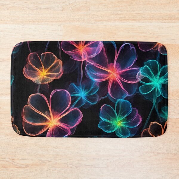 Item preview, FLORAL AND TROPICAL PATTERN O10 - Gift items and personal use / Abstract, Pink, Leaves, Black, Flowers,  Transparent, Neon, Bioluminiscent, Art designed and sold by LumDesignArt.