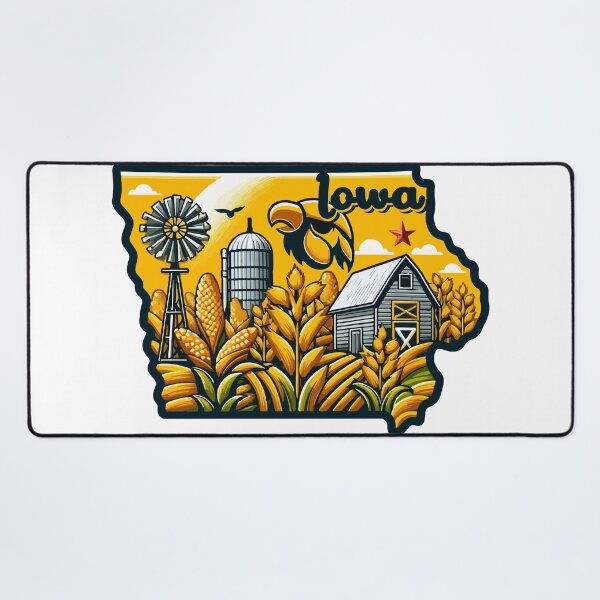 Vista previa del artículo con la obra «Estado de Iowa, hermosa granja de maíz de Iowa, mapa del estado de Iowa, estado natal de Iowa, amante de Iowa / idea de regalo de Iowa / regalo de granjero de Iowa», diseñado y vendido por anodyle.