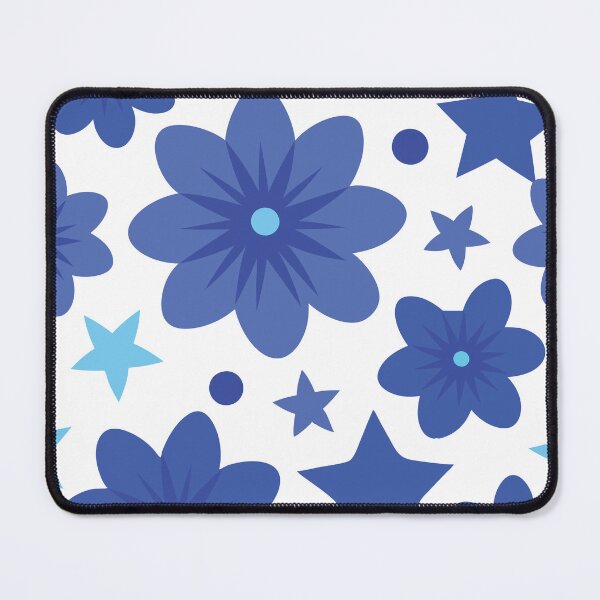 Item preview, blue flower and star floral pattern designed and sold by AdelieMart.